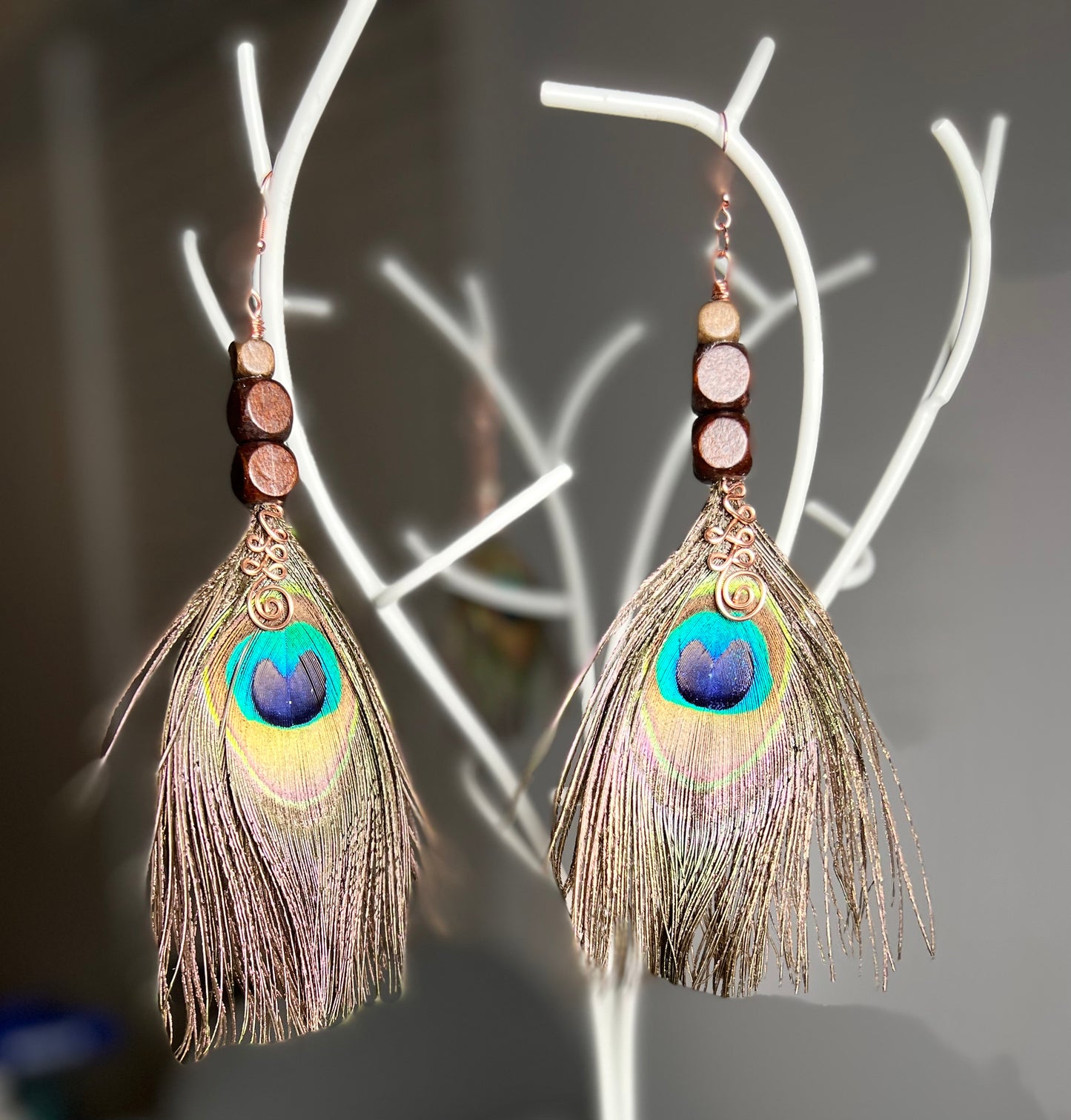 Peacock Unalome Earrings