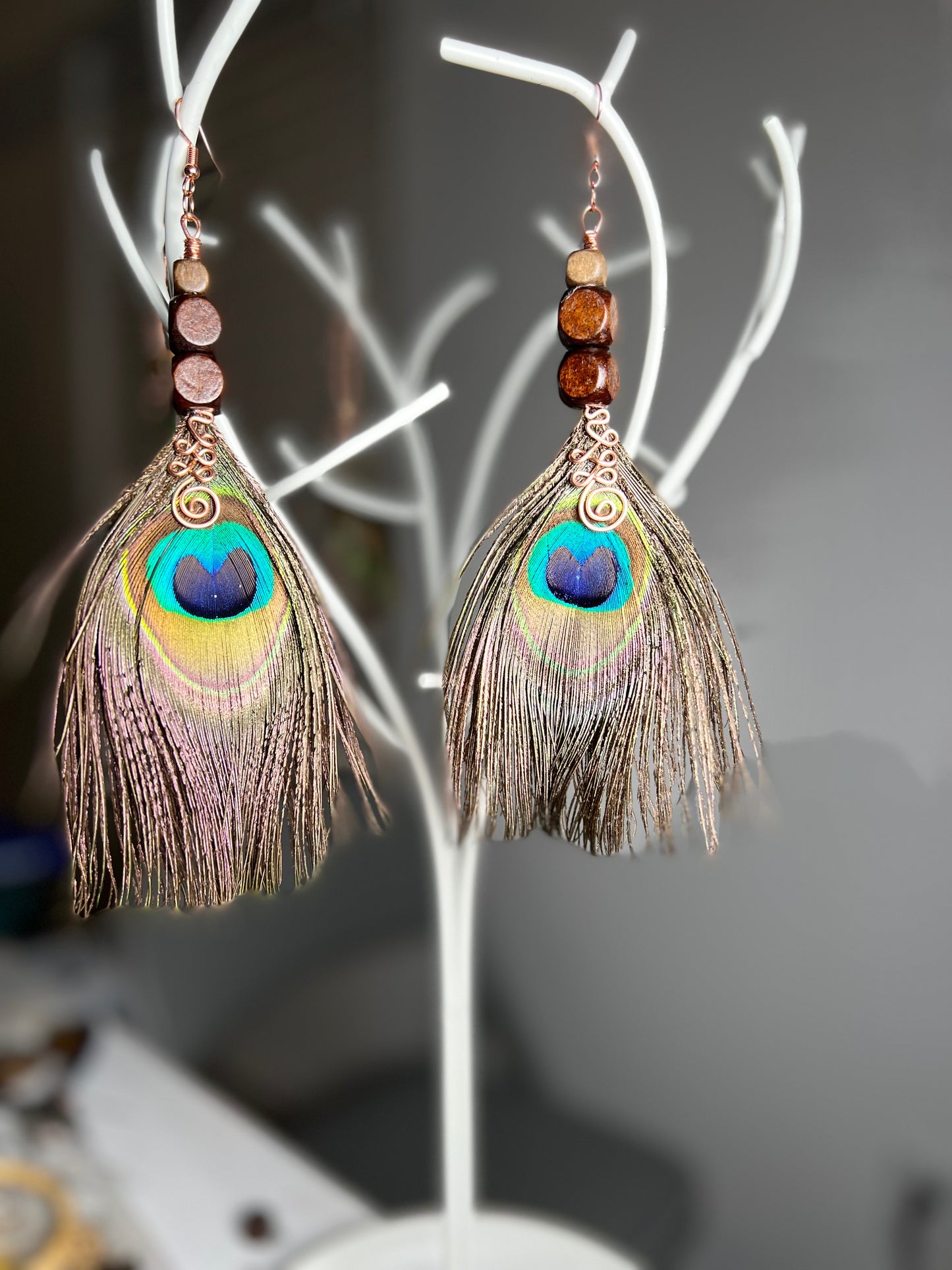 Peacock Unalome Earrings